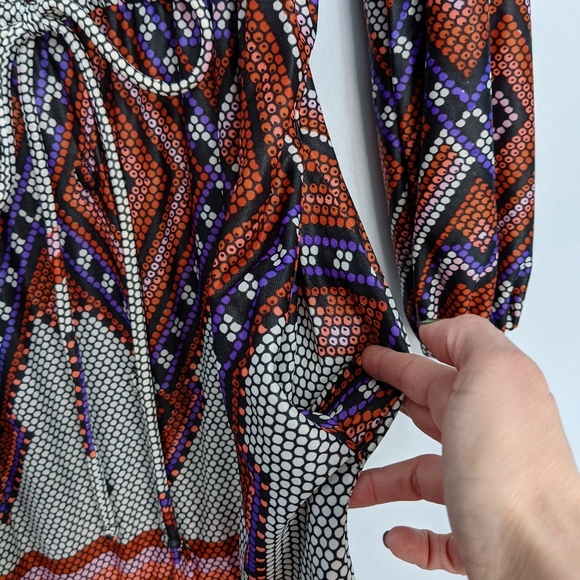 Vintage Van Raalte 70s Tiered Midi Print Dress 14 - Picture 10 of 13